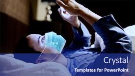  Presentation with bed - Slide deck enhanced with man-using-his-mobile-phone background and a navy blue colored foreground