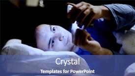  Presentation with mobile phone and germs - PPT layouts consisting of man using his mobile phone background and a teal colored foreground