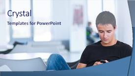  Presentation with mobile network - Colorful presentation theme enhanced with phone in a public area backdrop and a sky blue colored foreground