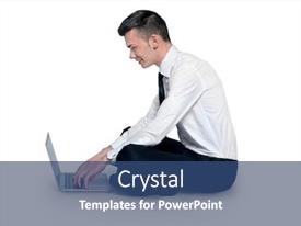 Man Using Laptop Sitting Down PPT template 55 | CrystalGraphics