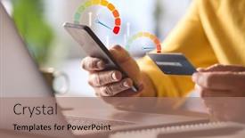  Presentation with health care mobile app - Presentation theme consisting of man-using-mobile-phone-app background and a coral colored foreground