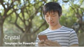  Presentation with sms - Audience pleasing presentation design consisting of man using mobile phone for sending sms backdrop and a gray colored foreground