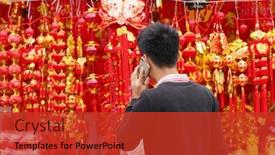  Presentation with calligraphy - PPT theme with man-using-mobile-phone background and a red colored foreground