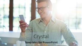  Presentation with mobile phone and germs - Cool new PPT theme with man-using-mobile-phone backdrop and a  colored foreground