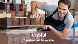  Presentation with factory machine - Slide set with man using paper press machine background and a violet colored foreground