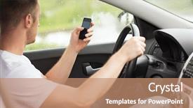  Presentation with distracted driving - Slide set featuring man using phone while driving background and a coral colored foreground