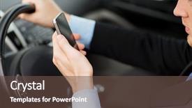  Presentation with vehicle - PPT theme enhanced with man using phone while driving background and a tawny brown colored foreground