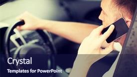  Presentation with vehicle - Beautiful slide set featuring man using phone while driving backdrop and a navy blue colored foreground