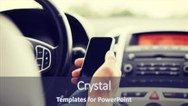  Presentation with vehicle - Presentation theme consisting of man using phone while driving background and a navy blue colored foreground