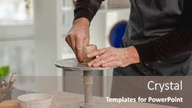  Presentation with pottery - Amazing PPT theme having man-using-pottery-wheel backdrop and a gray colored foreground