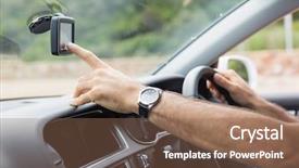  Presentation with indoor navigation - Cool new theme with man using satellite navigation system backdrop and a  colored foreground