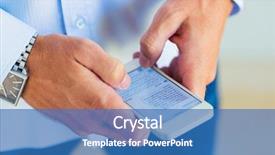  Presentation with retail smart phone shopping - Beautiful presentation design featuring man using smart phone texting backdrop and a teal colored foreground