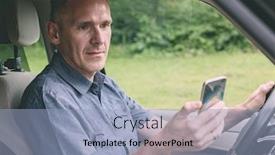  Presentation with retail smart phone - Audience pleasing slide deck consisting of man-using-smart-phone backdrop and a light blue colored foreground