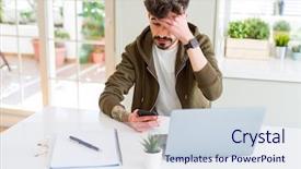  Presentation with young college student diagnosis of sti - Audience pleasing presentation theme consisting of man using smartphone and study backdrop and a sky blue colored foreground