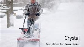  Presentation with deep - Slides enhanced with man using snowblower to clear background and a sky blue colored foreground