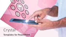  Presentation with skyscraper - Presentation theme with man using tablet computer against skyscraper background and a lemonade colored foreground