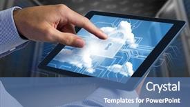  Presentation with servers - Audience pleasing theme consisting of man using tablet pc backdrop and a ocean colored foreground