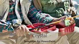  Presentation with pole - PPT layouts enhanced with man-using-tackle-box background and a coral colored foreground