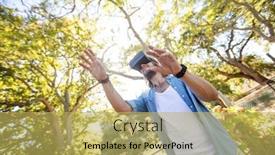  Presentation with virtual reality - Slide set consisting of man-using-virtual-reality-glasses background and a yellow colored foreground