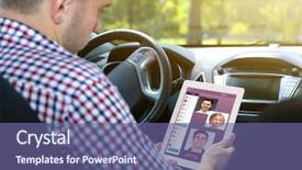  Presentation with video conferencing - Cool new theme with man video conferencing on tablet backdrop and a ocean colored foreground