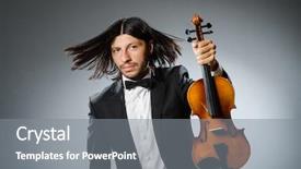  Presentation with concept - Colorful PPT theme enhanced with man-violin-player-in-musican backdrop and a gray colored foreground