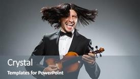  Presentation with concept - Colorful slides enhanced with man-violin-player-in-musican backdrop and a gray colored foreground