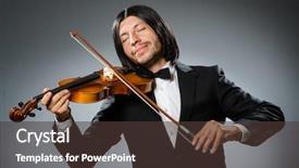  Presentation with concept - Colorful slides enhanced with man-violin-player-in-musican backdrop and a tawny brown colored foreground