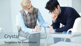  Presentation with young man wearing a hat - Beautiful PPT theme featuring man visiting counselor in times backdrop and a light blue colored foreground