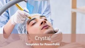  Presentation with laser - Slide deck with man visiting dermatologyst for laser background and a coral colored foreground