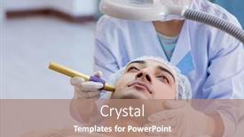  Presentation with scan barcode the laser - Cool new theme with man-visiting-dermatologyst-for-laser backdrop and a coral colored foreground