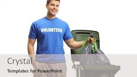  Presentation with waste - Amazing presentation having man-volunteer-throwing-waste backdrop and a light gray colored foreground