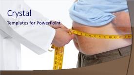  Presentation with obese - Colorful slide deck enhanced with man waist body fat obesity backdrop and a sky blue colored foreground