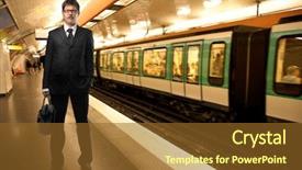  Presentation with wait - Amazing PPT layouts having man wait success - businessman standing on a subway backdrop and a tawny brown colored foreground