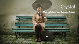  Presentation with wait - Beautiful PPT theme featuring man wait success - gentleman with umbrella sitting backdrop and a gray colored foreground
