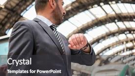  Presentation with man on train - PPT theme having man waiting for a train background and a dark gray colored foreground