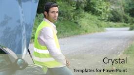  Presentation with roadside - PPT layouts with man waiting for roadside assistance background and a  colored foreground
