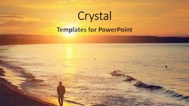  Presentation with calm sea - Colorful PPT theme enhanced with man walking alone backdrop and a yellow colored foreground