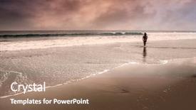  Presentation with water - Beautiful slides featuring man walking along the water backdrop and a coral colored foreground