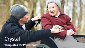  Presentation with caregiver - Presentation theme with man walking and embracing disabled background and a wine colored foreground