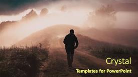  Presentation with foggy - PPT theme enhanced with man-walking-in-a-foggy background and a tawny brown colored foreground