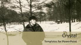  Presentation with 1970 - Presentation design featuring man walking in park 1970 background and a  colored foreground