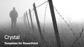  Presentation with fog - Beautiful slides featuring man walking near barbed wire backdrop and a dark gray colored foreground