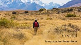  Presentation with walking trail - PPT theme consisting of man-walking-on-hike-trail background and a yellow colored foreground