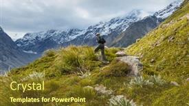  Presentation with walking trail - Presentation theme enhanced with man-walking-on-hike-trail background and a tawny brown colored foreground