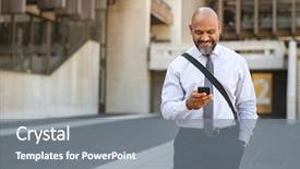  Presentation with street smart entrepreneur - Colorful presentation design enhanced with man walking on the road backdrop and a gray colored foreground