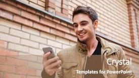  Presentation with street - Theme having man walking on the street background and a coral colored foreground