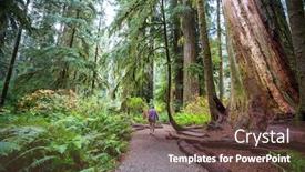  Presentation with walking trail - Presentation design with man-walking-on-trail background and a tawny brown colored foreground