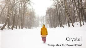  Presentation with winter storm - Presentation theme consisting of man-walking-through-a-winter background and a white colored foreground
