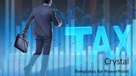  Presentation with tax - Cool new PPT theme with man walking towards tax letters backdrop and a light blue colored foreground