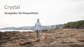  Presentation with rocky - Slides featuring man-walking-with-his-dog background and a white colored foreground
